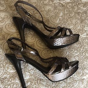 Marc Fisher Too Hot pewter metallic heels